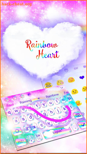 Galaxy rainbow heart keyboard theme screenshot