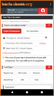 Gas Trip Calculator screenshot