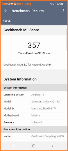 Geekbench ML screenshot