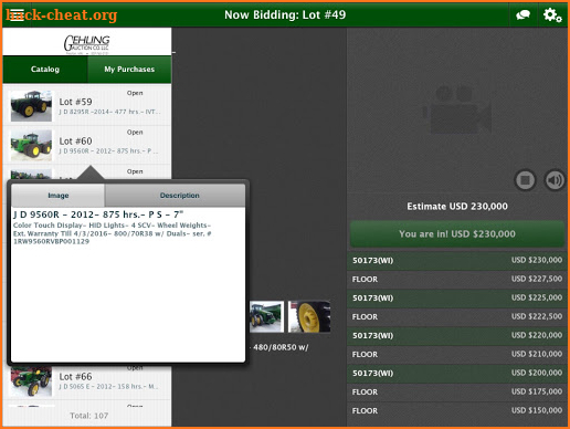 Gehling Auction screenshot