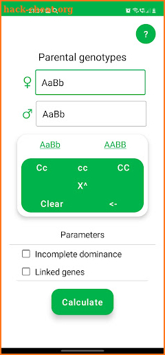 Genetic calculator screenshot