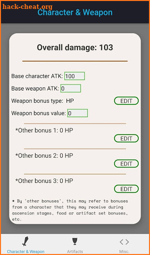 Genshin Damage Calculator screenshot