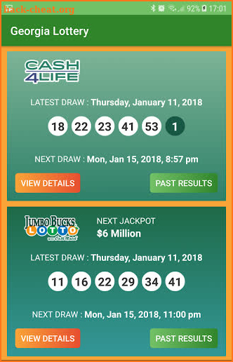 Georgia Lottery Results screenshot