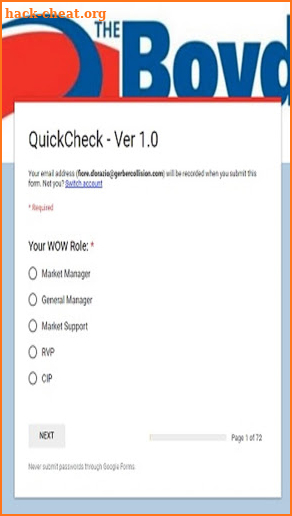 Gerber Collision Quick Check Version 1.2 screenshot