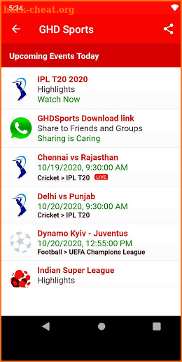 Ghd sports live tv app Ipl 2020 tips screenshot