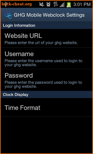 GHG Mobile Webclock screenshot