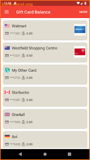 Gift Card Balance+ (balance check of gift cards) screenshot