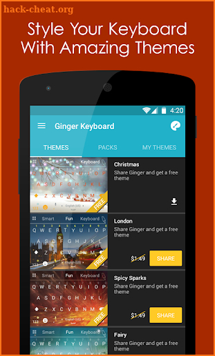 Ginger Keyboard - Emoji, GIFs, Themes & Games screenshot