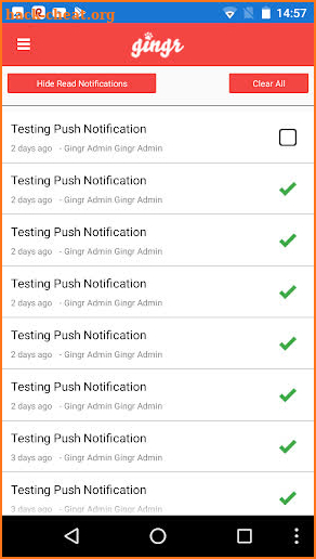 Gingr Notifcations screenshot