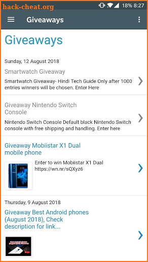 Giveaway screenshot