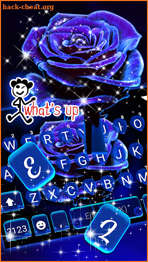 Glitter Blue Rose Keyboard Background screenshot