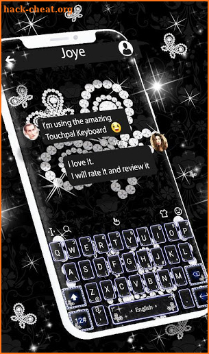 Glitter Butterfly Diamond Keyboard Theme screenshot