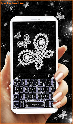 Glitter Butterfly Diamond Keyboard Theme screenshot