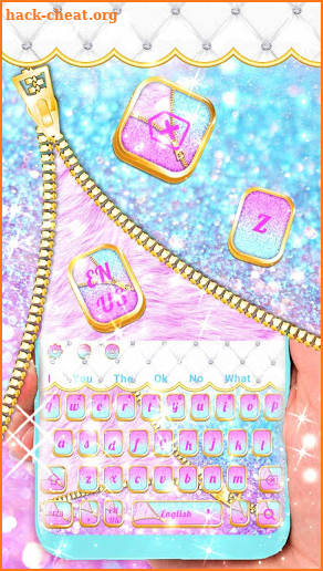 Glitter Colorful Zipper Keyboard Theme screenshot