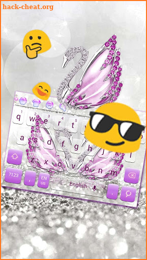 Glitter Diamond Swan Keyboard Theme screenshot