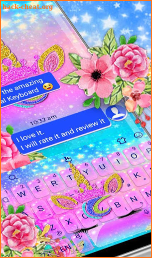 Glitter Galaxy Unicorn Flower Rose Keyboard Theme screenshot