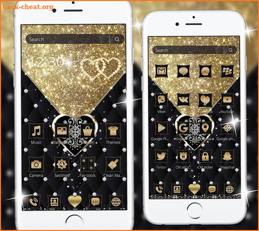 Glitter Gold Black Heart Theme screenshot