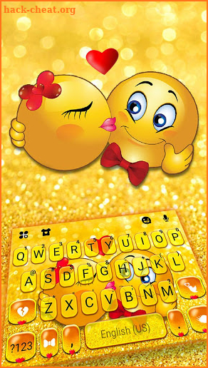 Glitter Gold Love Emojis Keyboard Theme screenshot