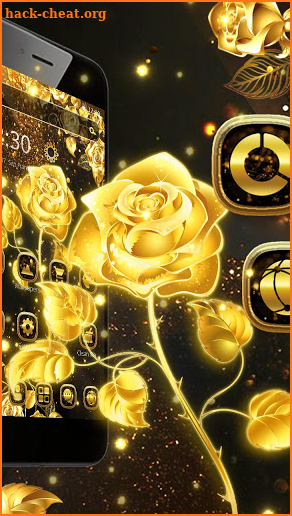 Glitter Golden Rose Theme screenshot