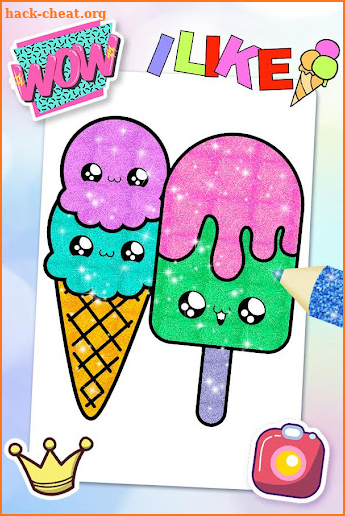 Glitter Ice Cream Coloring Book screenshot