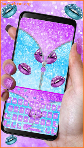 Glitter Lips Zipper Keyboard Theme screenshot