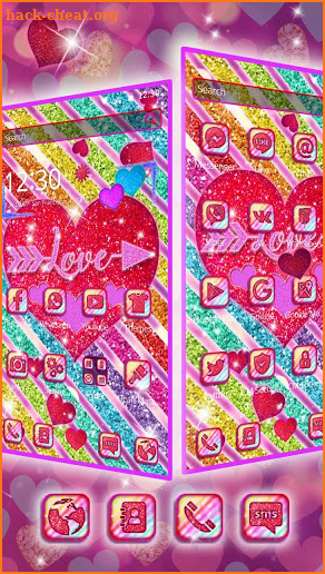 Glitter Love Heart Theme screenshot