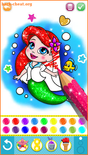 Glitter mermaid coloring pages for kids screenshot