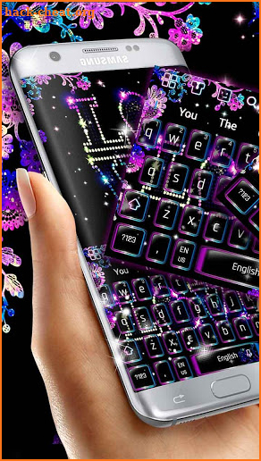 Glitter Neon Love Keyboard screenshot