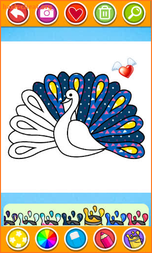 Glitter Peacock Coloring and Drawing for Kids screenshot