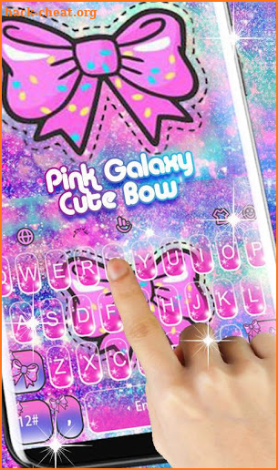 Glitter Pink Galaxy Cute Bow Keyboard Theme screenshot