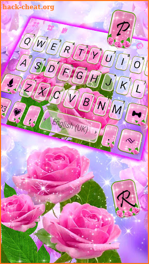 Glitter Pink Roses Keyboard Background screenshot