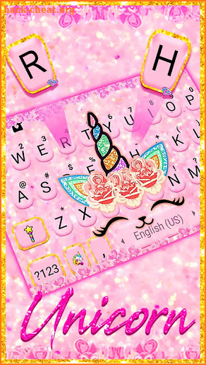 Glitter Pink Unicorn Keyboard Background screenshot