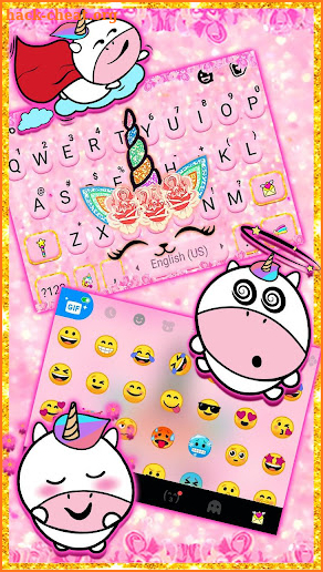 Glitter Pink Unicorn Keyboard Background screenshot