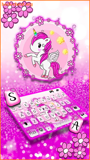 Glitter Purple Unicorn Keyboard Theme screenshot