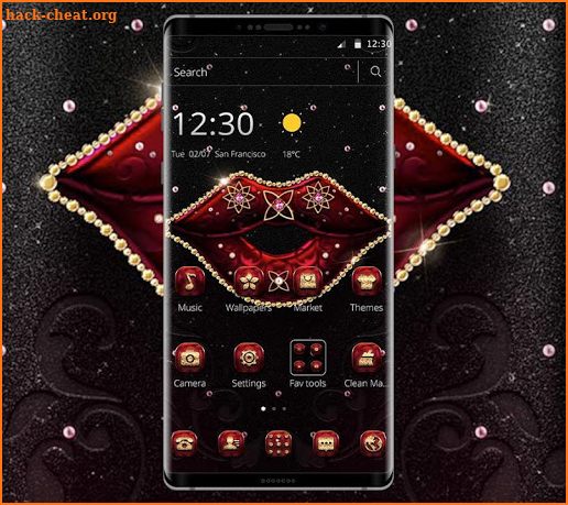 Glitter Red Lips Luxury Theme screenshot