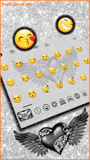 Glitter Silver Heart Keyboard Theme screenshot