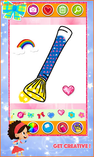 Glitter Toy Lips with Makeup Brush Set coloring screenshot