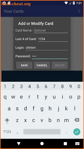 Global Cash Card Balance Manager screenshot