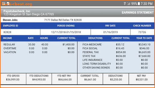 Global Payslip Paystub Paycheck screenshot