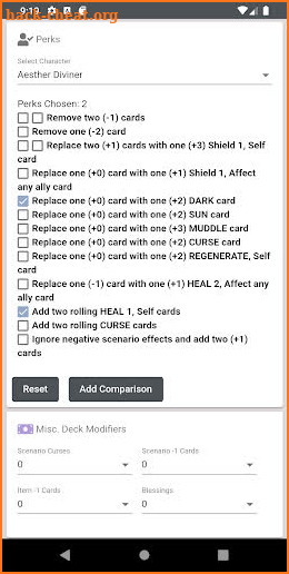 Gloomhaven Perk Calculator screenshot