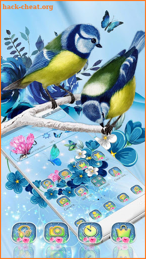 Glossy Cute Love Birds Theme screenshot