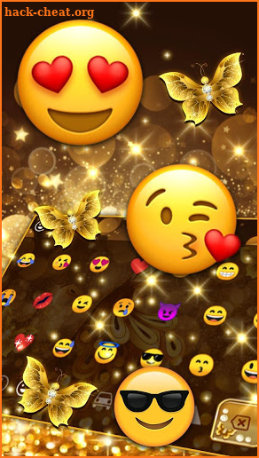 Glossy Golden Glitter Keyboard - Butterfly Theme screenshot