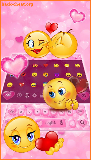 Glossy Pink Love Heart Keyboard Theme screenshot