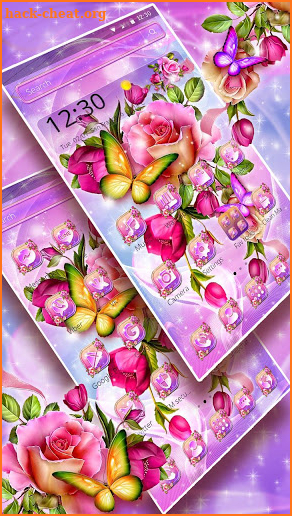 Glossy Sparkling Flower Butterfly Theme screenshot