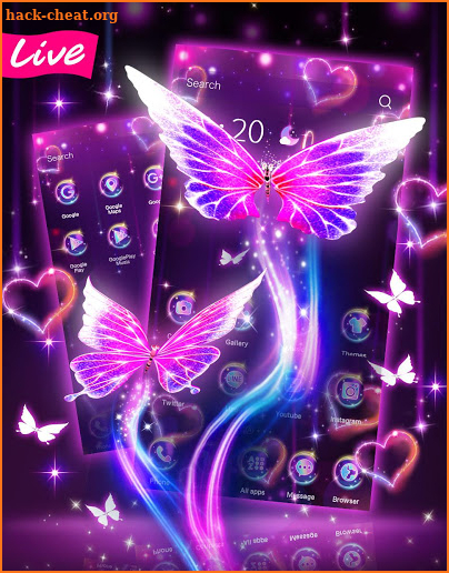 Glow 3D Neon Butterfly Theme screenshot