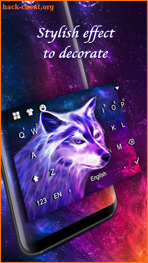 Glowing Wolf Keyboard Theme with Emoji screenshot