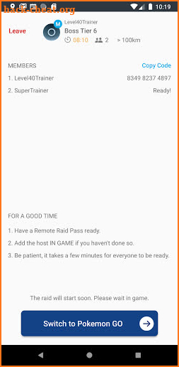 GO Raid Party - Get invited to raid remotely! screenshot