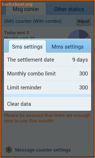 GO SMS Pro Message Counter screenshot