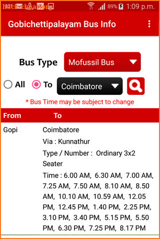 Gobichettipalayam Bus Info screenshot