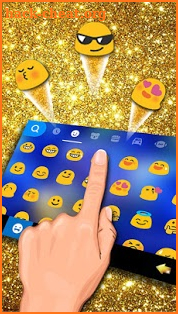 Gold Blue Rose Crystal Keyboard Theme screenshot